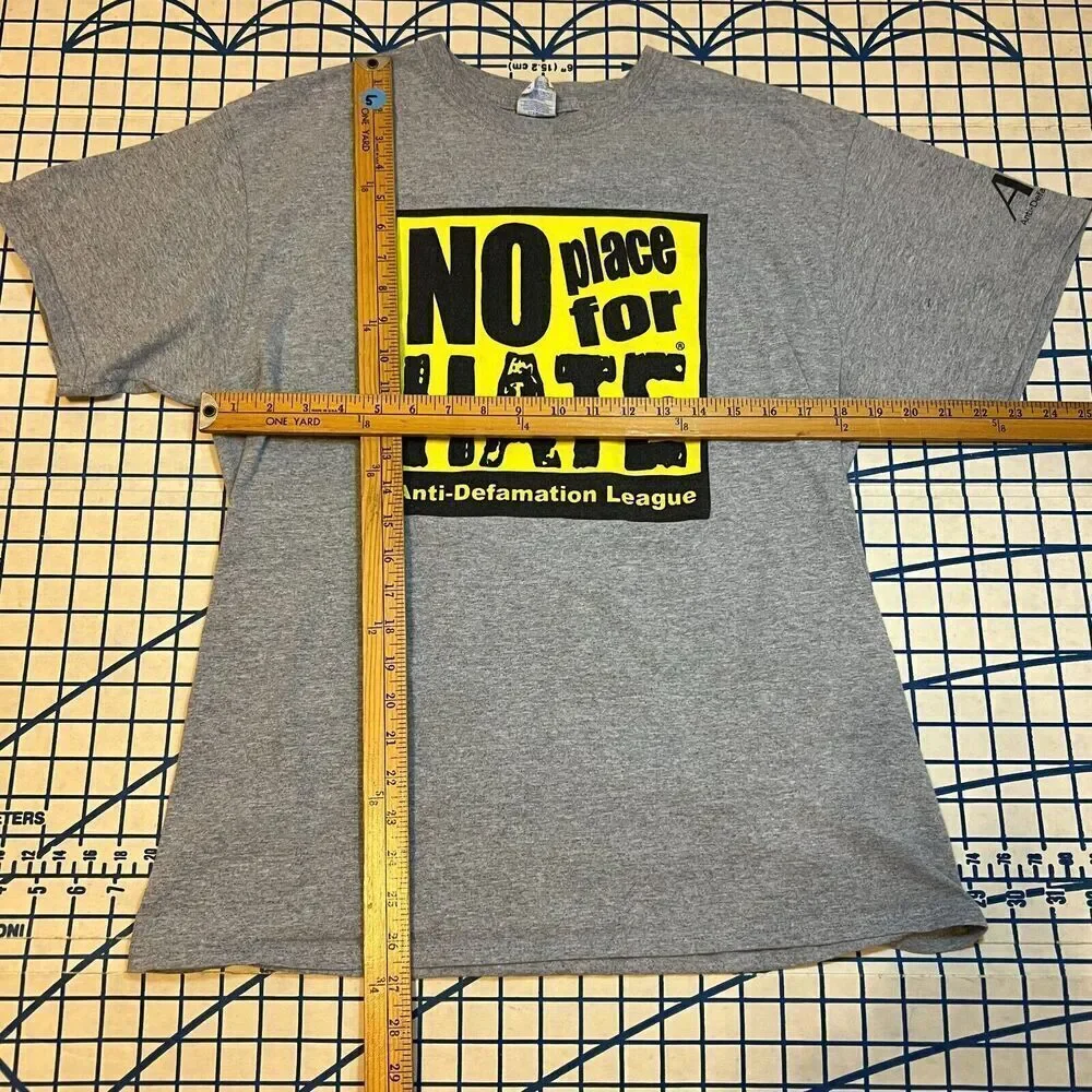 No Place For Hate Anti Defamation Leauge T-Shirt Size Large Grey Short Sleeve - Picture 7 of 7
